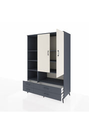 Kronos Dolap 8 Raflı 4 Çekmeceli 2 Kapaklı 132x59x195 Antrasit-Aytaşı/Antrasit