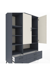 Kronos Dolap 8 Raflı 4 Çekmeceli 2 Kapaklı 132x59x195 Antrasit-Aytaşı/Antrasit