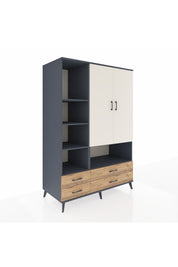 Kronos Dolap 8 Raflı 4 Çekmeceli 2 Kapaklı 132x59x195 Antrasit-Aytaşı/Çam