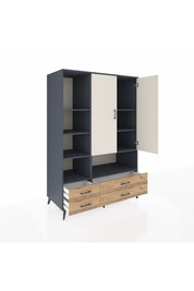 Kronos Dolap 8 Raflı 4 Çekmeceli 2 Kapaklı 132x59x195 Antrasit-Aytaşı/Çam