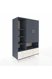 Kronos Dolap 8 Raflı 4 Çekmeceli 2 Kapaklı 132x59x195 Antrasit-Antrasit/Aytaşı