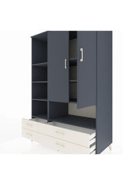 Kronos Dolap 8 Raflı 4 Çekmeceli 2 Kapaklı 132x59x195 Antrasit-Antrasit/Aytaşı