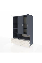 Kronos Dolap 8 Raflı 4 Çekmeceli 2 Kapaklı 132x59x195 Antrasit-Antrasit/Aytaşı