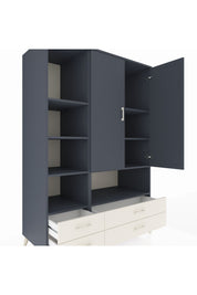 Kronos Dolap 8 Raflı 4 Çekmeceli 2 Kapaklı 132x59x195 Antrasit-Antrasit/Aytaşı