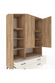 Kronos Dolap 8 Raflı 4 Çekmeceli 2 Kapaklı 132x59x195 Çam-Çam/Aytaşı