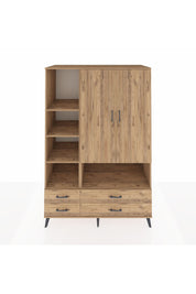 Kronos Dolap 8 Raflı 4 Çekmeceli 2 Kapaklı 132x59x195 Çam-Çam/Çam