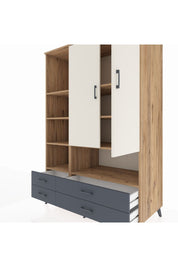 Kronos Dolap 8 Raflı 4 Çekmeceli 2 Kapaklı 132x59x195 Çam-Aytaşı/Antrasit