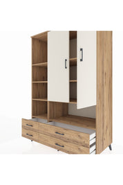 Kronos Dolap 8 Raflı 4 Çekmeceli 2 Kapaklı 132x59x195 Çam-Aytaşı/Çam