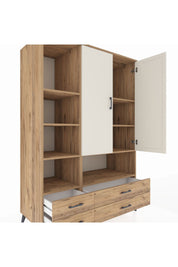 Kronos Dolap 8 Raflı 4 Çekmeceli 2 Kapaklı 132x59x195 Çam-Aytaşı/Çam