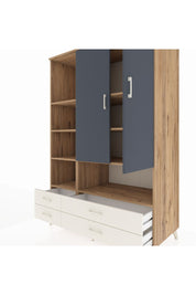 Kronos Dolap 8 Raflı 4 Çekmeceli 2 Kapaklı 132x59x195 Çam-Antrasit/Aytaşı