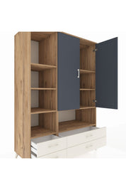 Kronos Dolap 8 Raflı 4 Çekmeceli 2 Kapaklı 132x59x195 Çam-Antrasit/Aytaşı