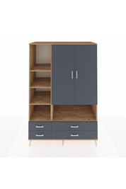 Kronos Dolap 8 Raflı 4 Çekmeceli 2 Kapaklı 132x59x195 Çam-Antrasit/Antrasit