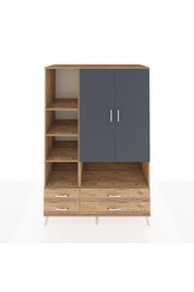 Kronos Dolap 8 Raflı 4 Çekmeceli 2 Kapaklı 132x59x195 Çam-Antrasit/Çam