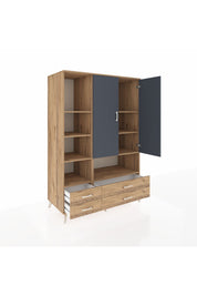 Kronos Dolap 8 Raflı 4 Çekmeceli 2 Kapaklı 132x59x195 Çam-Antrasit/Çam