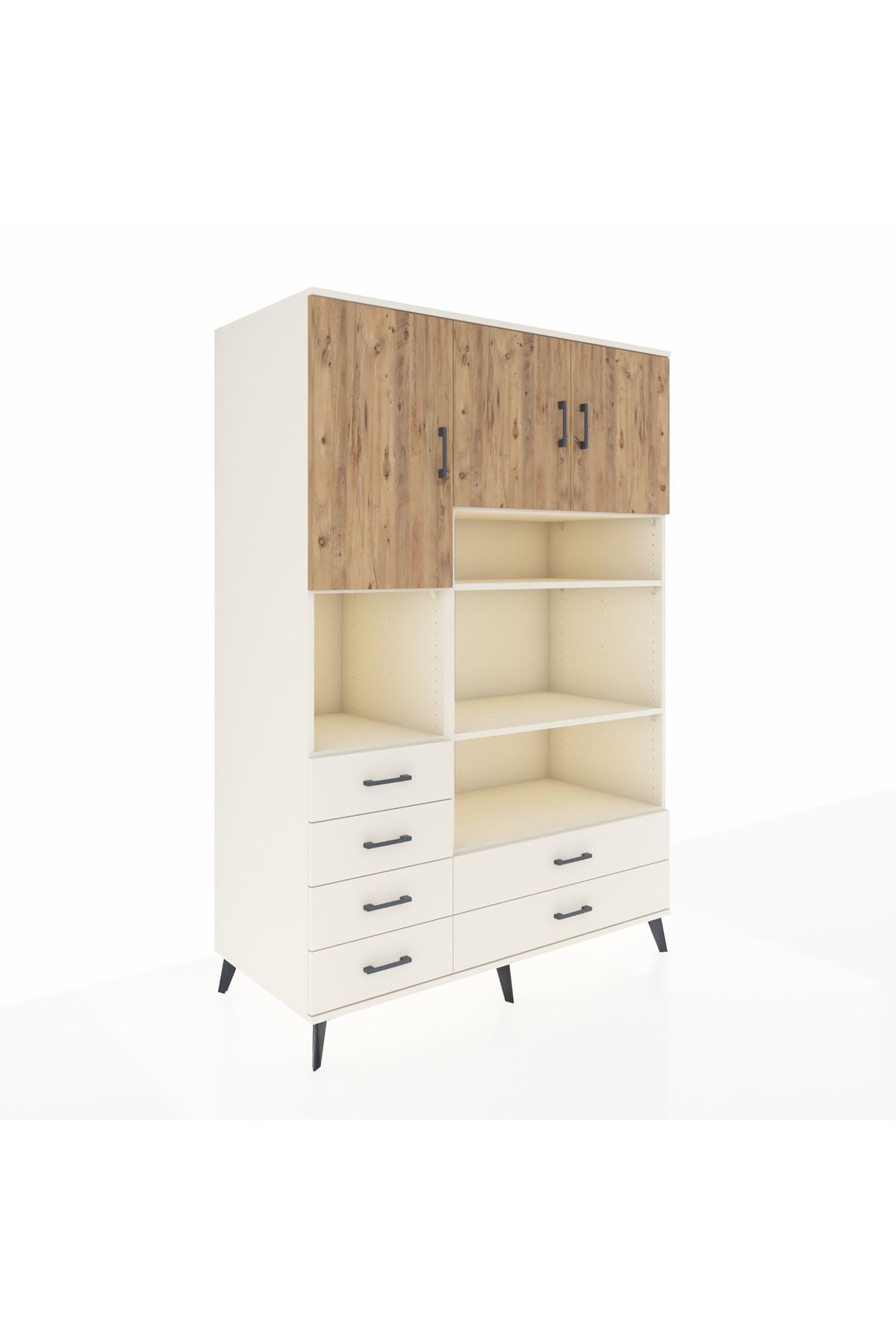 Kronos Dolap 9 Raflı 6 Çekmeceli 3 Kapaklı 132x59x195 Aytaşı-Çam/Aytaşı