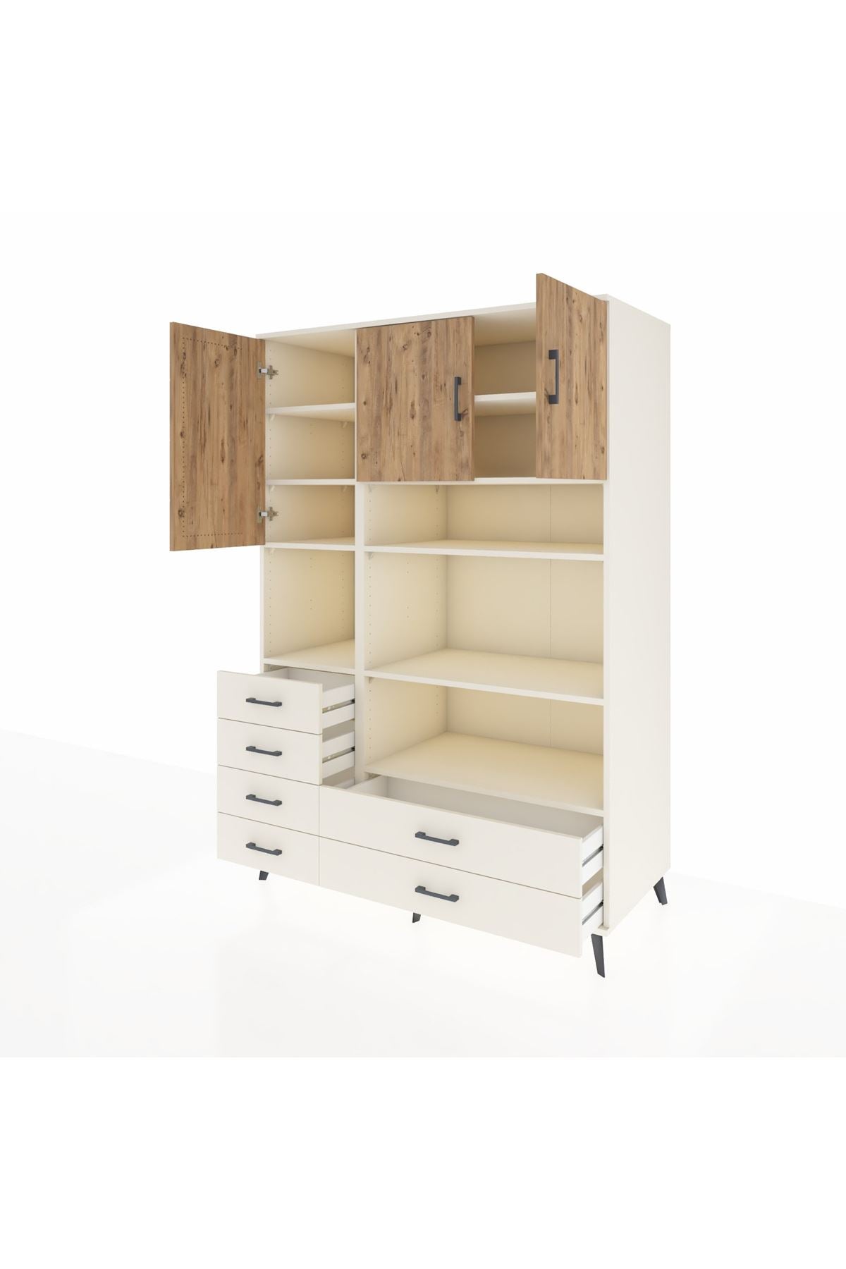 Kronos Dolap 9 Raflı 6 Çekmeceli 3 Kapaklı 132x59x195 Aytaşı-Çam/Aytaşı