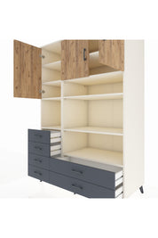 Kronos Dolap 9 Raflı 6 Çekmeceli 3 Kapaklı 132x59x195 Aytaşı-Çam/Antrasit