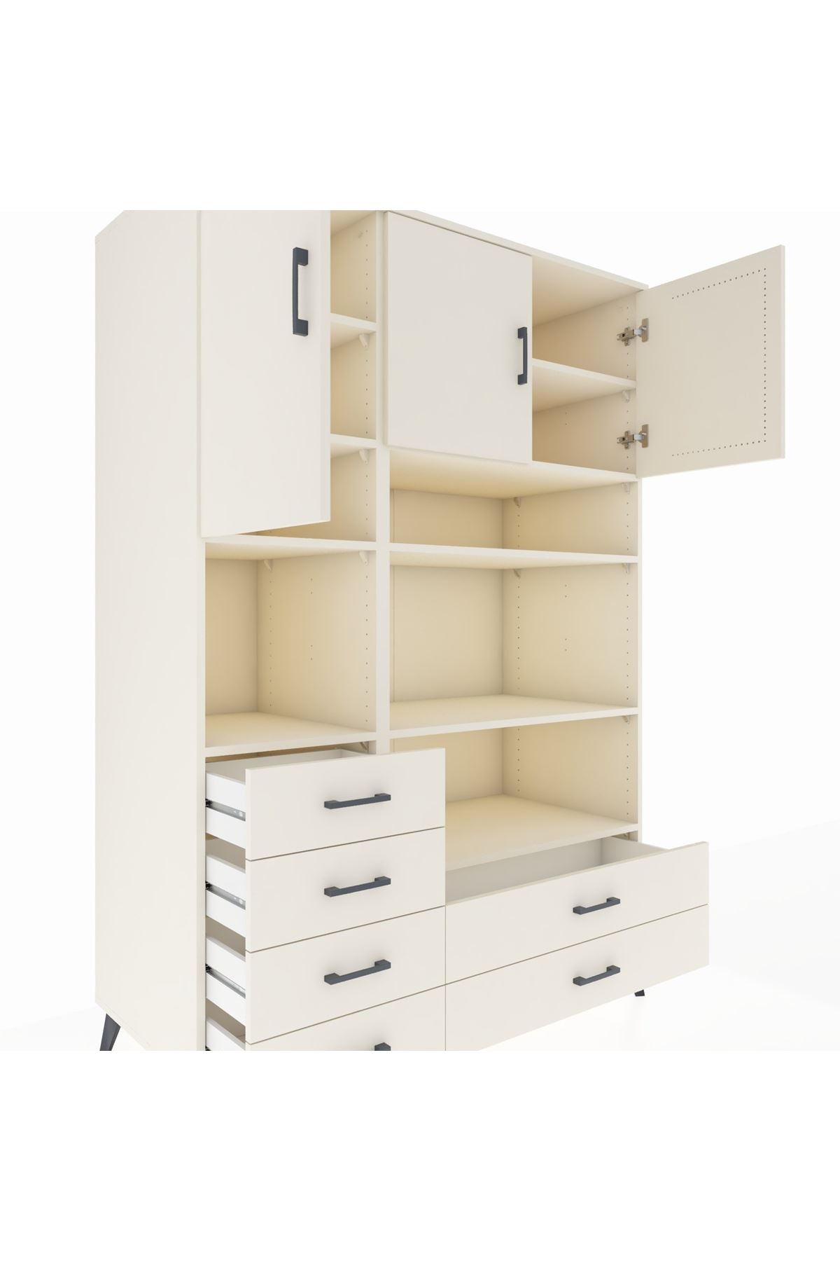 Kronos Dolap 9 Raflı 6 Çekmeceli 3 Kapaklı 132x59x195 Aytaşı-Aytaşı/Aytaşı