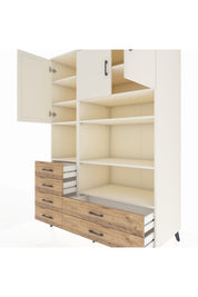 Kronos Dolap 9 Raflı 6 Çekmeceli 3 Kapaklı 132x59x195 Aytaşı-Aytaşı/Çam