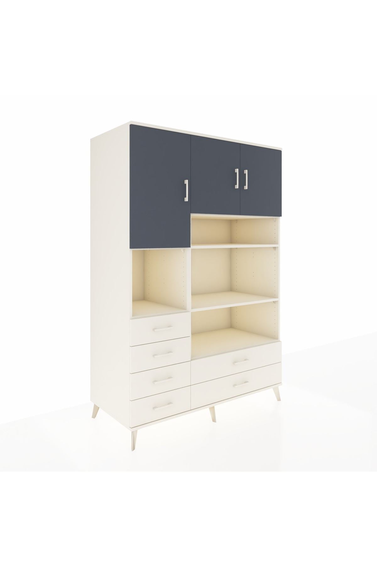 Kronos Dolap 9 Raflı 6 Çekmeceli 3 Kapaklı 132x59x195 Aytaşı-Antrasit/Aytaşı