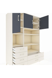 Kronos Dolap 9 Raflı 6 Çekmeceli 3 Kapaklı 132x59x195 Aytaşı-Antrasit/Aytaşı