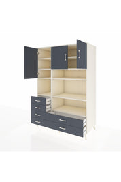 Kronos Dolap 9 Raflı 6 Çekmeceli 3 Kapaklı 132x59x195 Aytaşı-Antrasit/Antrasit