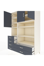 Kronos Dolap 9 Raflı 6 Çekmeceli 3 Kapaklı 132x59x195 Aytaşı-Antrasit/Antrasit