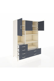 Kronos Dolap 9 Raflı 6 Çekmeceli 3 Kapaklı 132x59x195 Aytaşı-Antrasit/Antrasit