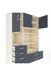 Kronos Dolap 9 Raflı 6 Çekmeceli 3 Kapaklı 132x59x195 Aytaşı-Antrasit/Antrasit