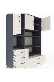 Kronos Dolap 9 Raflı 6 Çekmeceli 3 Kapaklı 132x59x195 Antrasit-Aytaşı/Aytaşı
