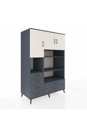 Kronos Dolap 9 Raflı 6 Çekmeceli 3 Kapaklı 132x59x195 Antrasit-Aytaşı/Antrasit