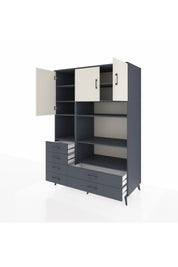 Kronos Dolap 9 Raflı 6 Çekmeceli 3 Kapaklı 132x59x195 Antrasit-Aytaşı/Antrasit