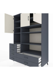 Kronos Dolap 9 Raflı 6 Çekmeceli 3 Kapaklı 132x59x195 Antrasit-Aytaşı/Antrasit