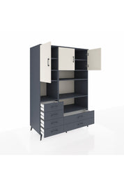 Kronos Dolap 9 Raflı 6 Çekmeceli 3 Kapaklı 132x59x195 Antrasit-Aytaşı/Antrasit