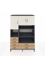 Kronos Dolap 9 Raflı 6 Çekmeceli 3 Kapaklı 132x59x195 Antrasit-Aytaşı/Çam