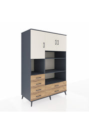 Kronos Dolap 9 Raflı 6 Çekmeceli 3 Kapaklı 132x59x195 Antrasit-Aytaşı/Çam