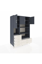 Kronos Dolap 9 Raflı 6 Çekmeceli 3 Kapaklı 132x59x195 Antrasit-Antrasit/Aytaşı