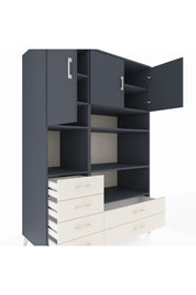 Kronos Dolap 9 Raflı 6 Çekmeceli 3 Kapaklı 132x59x195 Antrasit-Antrasit/Aytaşı