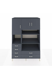 Kronos Dolap 9 Raflı 6 Çekmeceli 3 Kapaklı 132x59x195 Antrasit-Antrasit/Antrasit