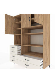 Kronos Dolap 9 Raflı 6 Çekmeceli 3 Kapaklı 132x59x195 Çam-Çam/Aytaşı