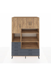 Kronos Dolap 9 Raflı 6 Çekmeceli 3 Kapaklı 132x59x195 Çam-Çam/Antrasit