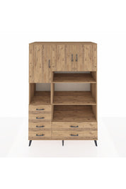 Kronos Dolap 9 Raflı 6 Çekmeceli 3 Kapaklı 132x59x195 Çam-Çam/Çam