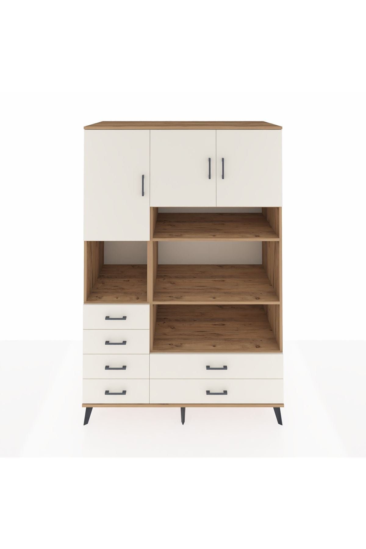 Kronos Dolap 9 Raflı 6 Çekmeceli 3 Kapaklı 132x59x195 Çam-Aytaşı/Aytaşı