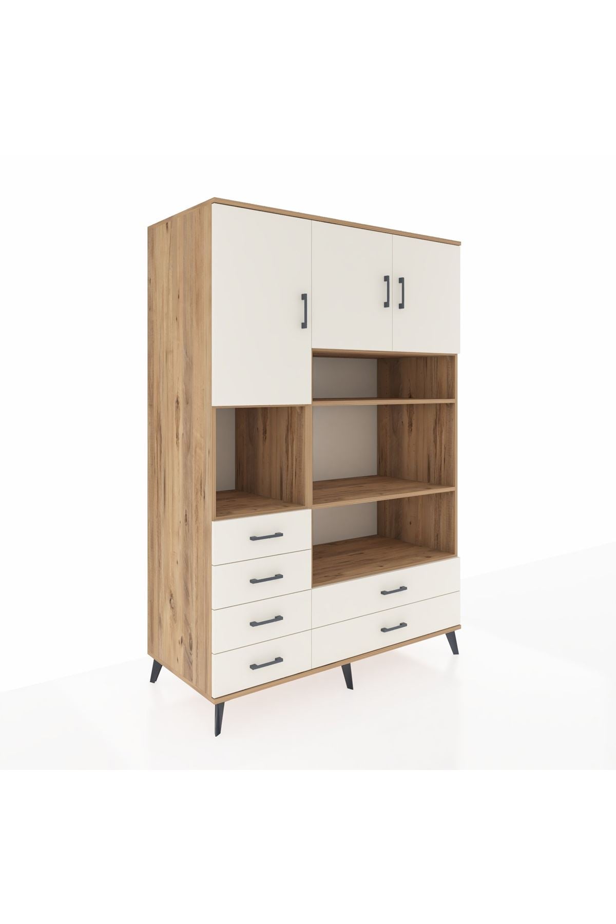 Kronos Dolap 9 Raflı 6 Çekmeceli 3 Kapaklı 132x59x195 Çam-Aytaşı/Aytaşı