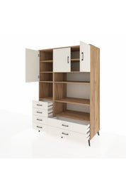 Kronos Dolap 9 Raflı 6 Çekmeceli 3 Kapaklı 132x59x195 Çam-Aytaşı/Aytaşı