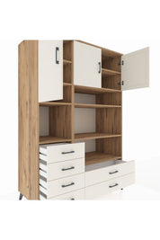 Kronos Dolap 9 Raflı 6 Çekmeceli 3 Kapaklı 132x59x195 Çam-Aytaşı/Aytaşı