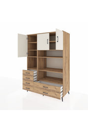 Kronos Dolap 9 Raflı 6 Çekmeceli 3 Kapaklı 132x59x195 Çam-Aytaşı/Çam
