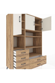 Kronos Dolap 9 Raflı 6 Çekmeceli 3 Kapaklı 132x59x195 Çam-Aytaşı/Çam