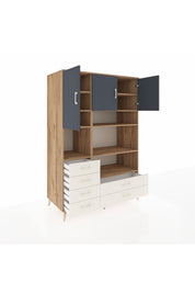 Kronos Dolap 9 Raflı 6 Çekmeceli 3 Kapaklı 132x59x195 Çam-Antrasit/Aytaşı