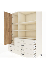 Kronos Dolap 7 Raflı 6 Çekmeceli Tek Kapaklı 132x59x195 Aytaşı-Çam/Aytaşı